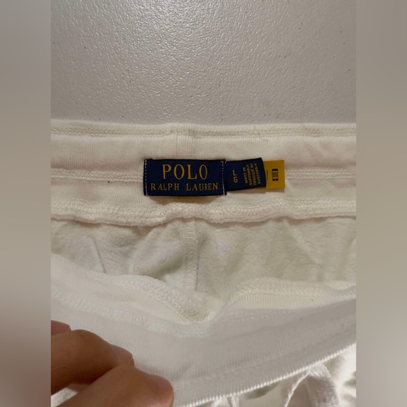 New Polo Ralph Lauren Men’s White Fleece Sweat Shorts Floral Logo Sz L NWOT - Picture 5 of 7
